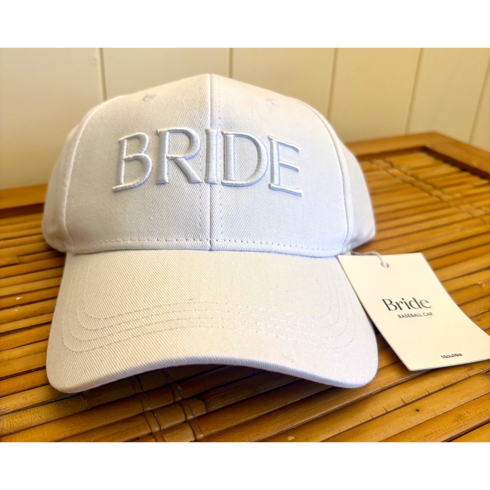 Miss to Mrs Bride Baseball Cap White Embroidered Adjustable Wedding Hat NWT